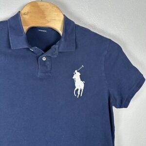Polo Ralph Lauren BIG PONY Short Sleeve Polo Shirt Custom Slim Fit XL Navy Blue